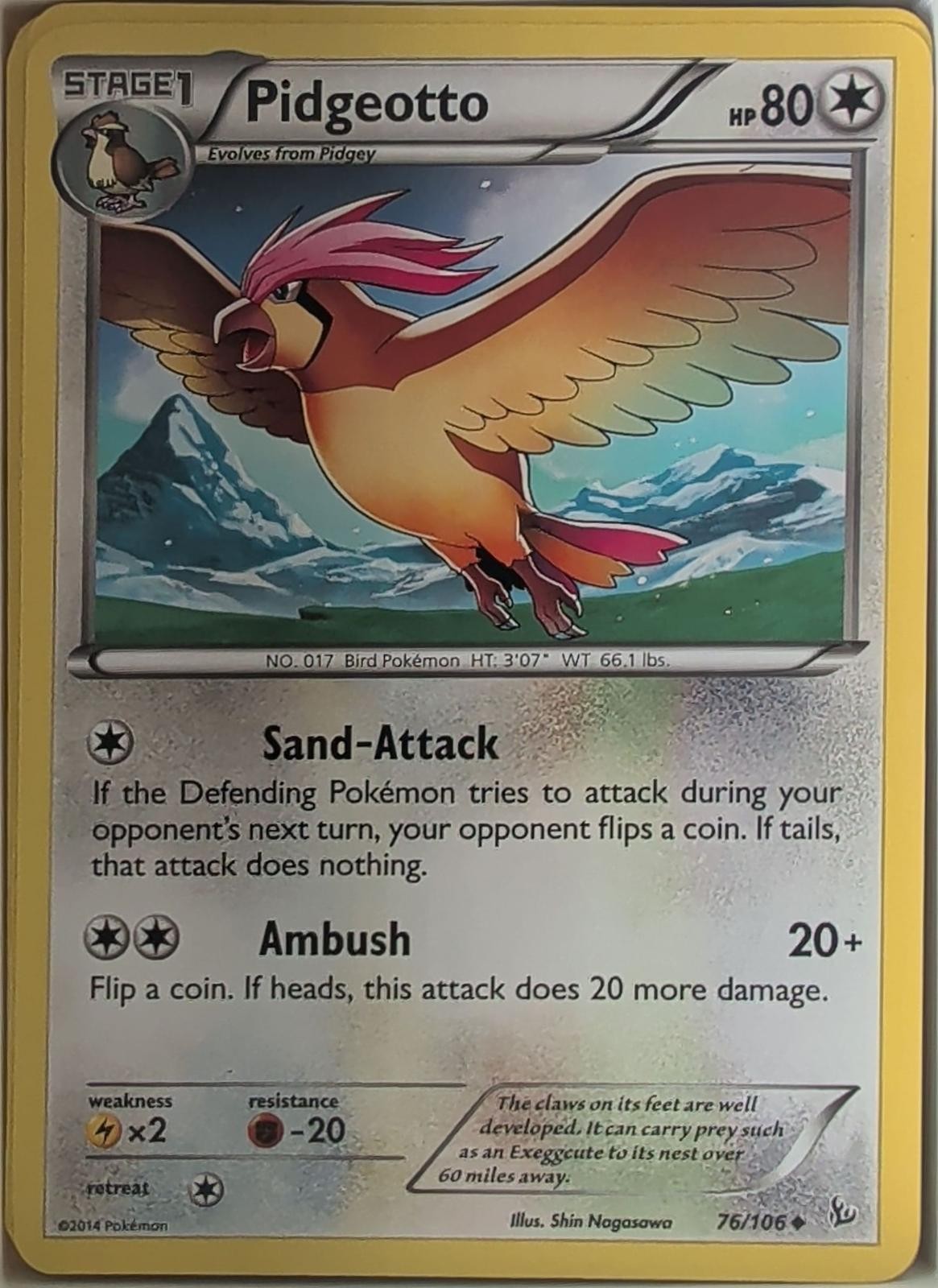 Pidgeotto 76/106 Uncommon Flashfire Pokemon Lightly Played