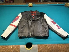 Michael Hoban Where M I Mens Medium USA Racing Leather Motorcycle Jacket