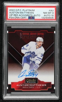 2022-23 O-Pee-Chee Platinum VIP Red Achievement 10/10 Auston Matthews Auto 1j1i