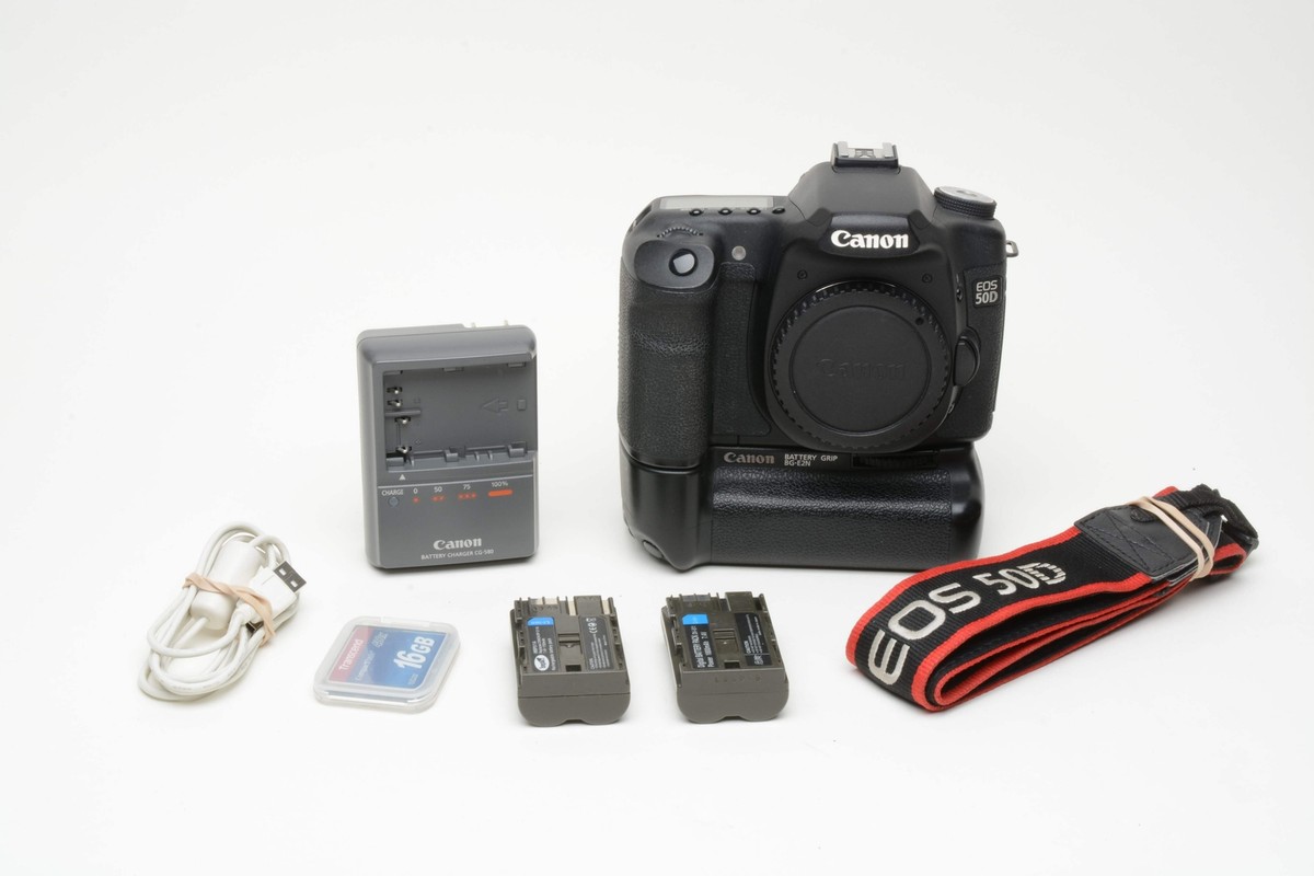 Canon EOS 50D DSLR Body w/BG-E2N Grip, 2Batts, charger, strap