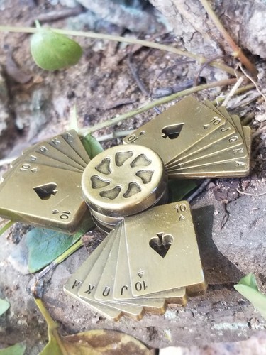 Metal Fidget Spinner Playing Cards, Ace,Black Jack Luck Charm, Adults Kids Toys - Picture 27 of 39