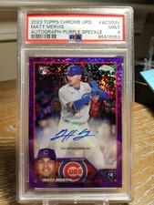 Matt Mervis 2023 Topps Chrom Update Purple Speckle Auto PSA 9