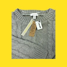 TOPSHOP Super Chic Jumper, in Chunky Cable Knit, Crew Neck, Gray, UK S-M