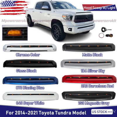 For Toyota Tundra 2014-2021 Front Upper Hood Bulge Molding Grille Trim w/ Light