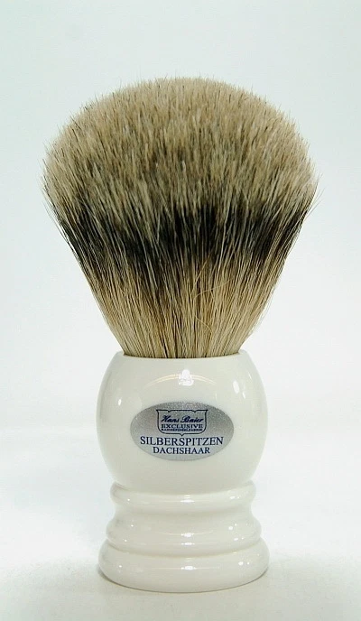 Hans Baier Shaving Brush Badger Hair Silvertip 22 mm White High Quality Germany