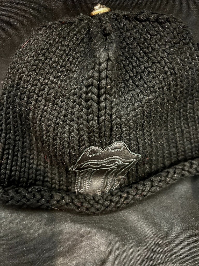CHROME HEARTS Rolling Stones Cashmere Leather Patch Beanie