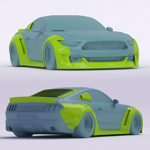 1:18 2015 Mustang Widebody Clinchd Flares Kit Transkit For Diecast Models - Picture 4 of 12