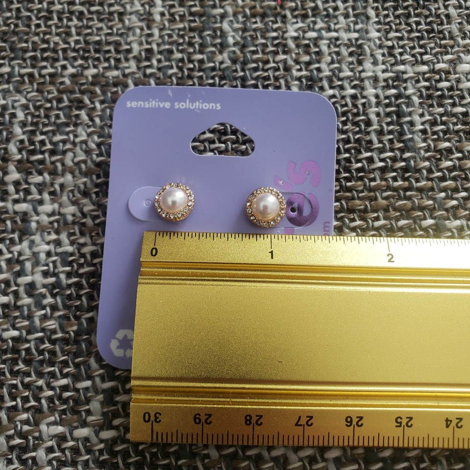 Faux Pearl and Rhinestone Stud Earrings by Claire's Sensitive Solutions NWT eBay