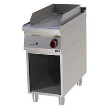 Elektro-Griddleplatte Standger&auml;t m. Unterbau Grillplatte Bratplatte gerillt 6 kW