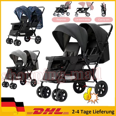 2in1 Kinderwagen Zwillingswagen Twin Baby Buggy Geschwisterwagen Kinderbuggy DE