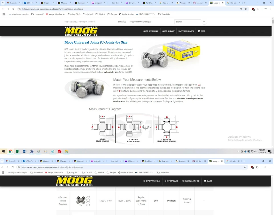 Federated P393 Made in USA NOS Open Box Nissan Subaru U-Joint Universal Joint - Image 3 of 4