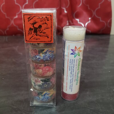 Lava Enterprises Jeweled Tealight Candles w/ Chakra Tealights Pure Beeswax Lot