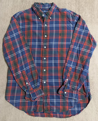 POLO RALPH LAUREN Men's Multicolor Plaid Shirt Button Down Long Sleeve Size  L