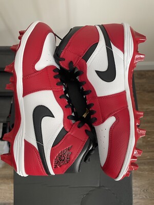 Jordan 1 Mid TD Cleat Chicago Size 8.5 FJ6805-106 Red Alpha