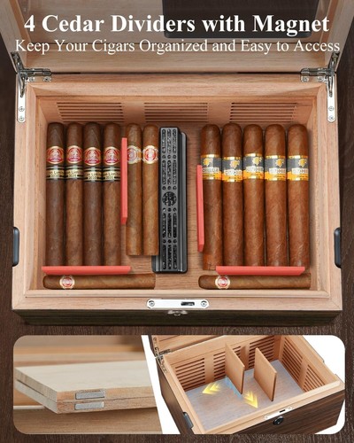 Luxury 120 Cigar Humidor – Spanish Cedar Grid Digital Hygrometer Lock - NIB - Picture 6 of 9