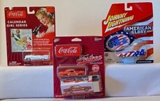 Johnny Lightning Die-Cast Collectible Cars Set 3: 2 Coca Cola, 1 American Glory