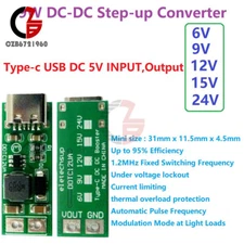 9W Type-C USB DC-DC 5V to 6/9/12/15/24V Boost Step-up Converter Regulator Module