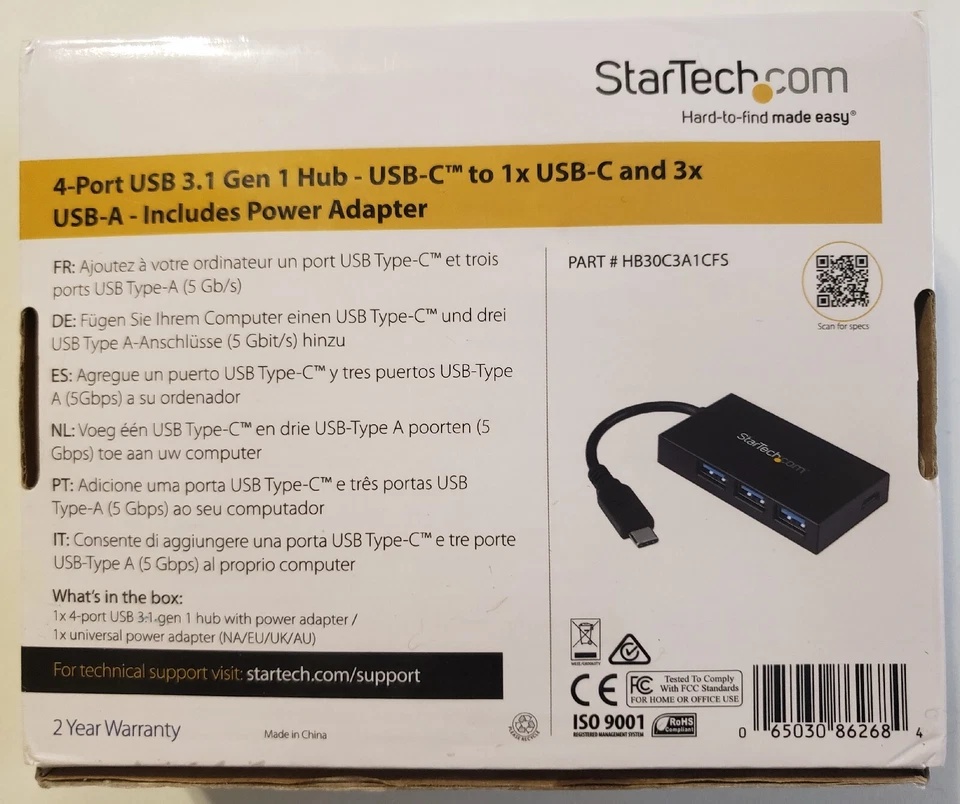 Star Tech 4Port USB 3.1 Gen 1 Hub-USB-C To 1x USB-C and 3x USB-A - Image 4 of 4