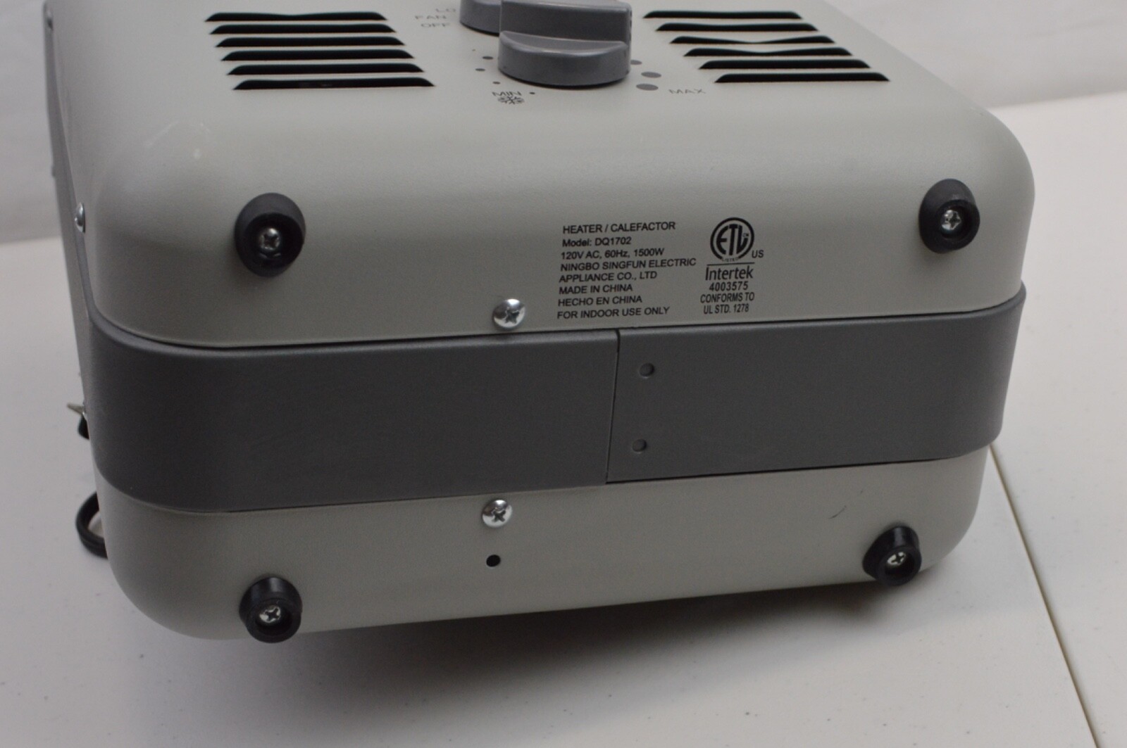 Intertek DQ1702 Portable Space Fan Electric Indoor Heater 1500W eBay