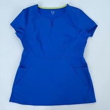 Medelita Womens Size Small Blue Horizon Scrub Top 4-Pocket Notched Boat Neck