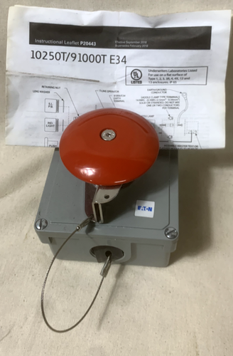 Eaton 63.5mm Emergency Stop Palm Switch ESP6-6 DPST 12/14v 10a Aluminum Housing - Picture 8 of 8