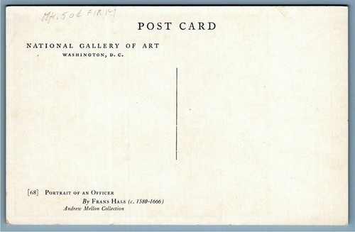 Art Postcard~ Portrait Of An Officer~ Francis Hals~ National Galery Of Art - Picture 2 of 2