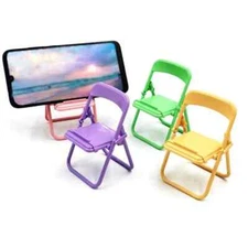 1pc Desktop Cell Phone Holder Folding Chair Stand- Yellow