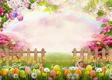 8x6ft Easter Backdrop Happy Easter Photography Backdrops Green Grass Photo Ba...