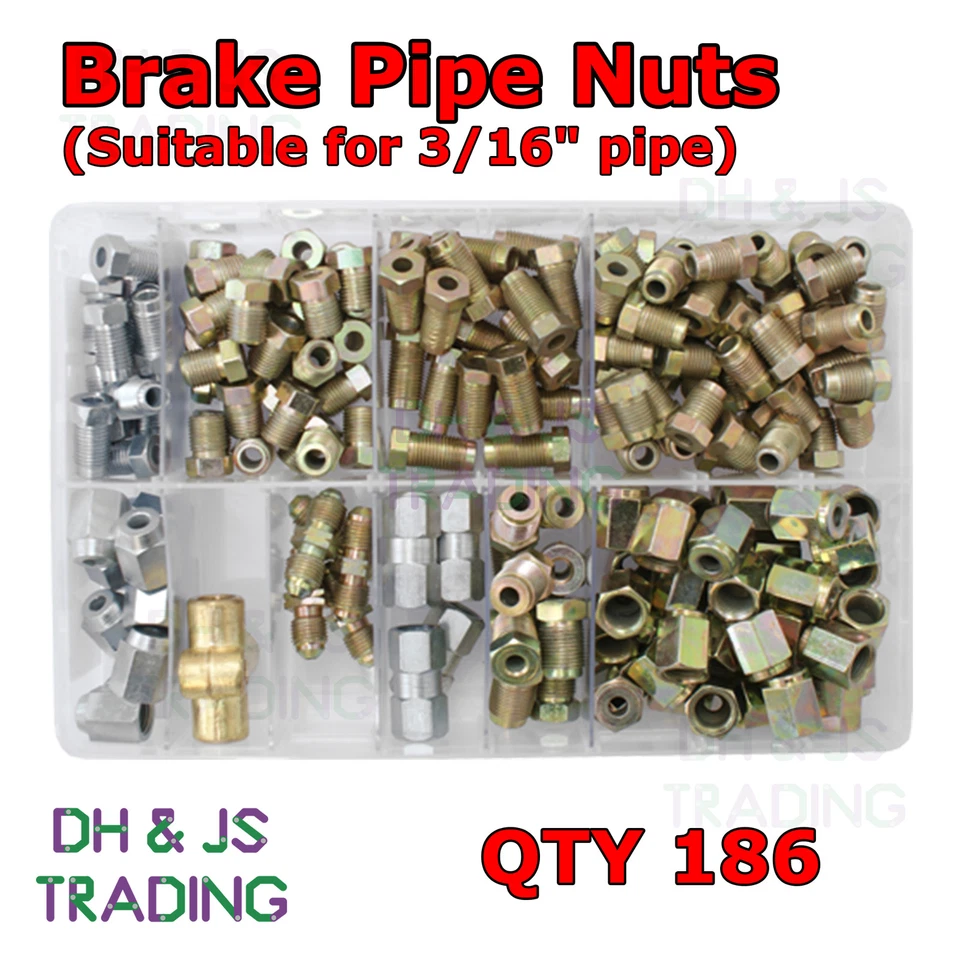 Caja surtida de tuercas de tubo de freno + conectores (más populares) Cantidad 186 cobre Foto 2 de 2