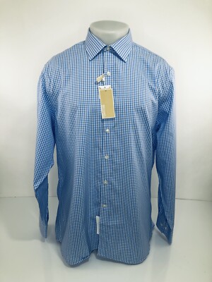 MICHAEL KORS / MACYS / NEW w TAGS - Plaid Check No Iron Mens 17 34 / 35 Shirt