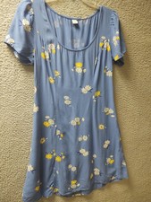 Old Navy Dress Womens Medium Blue Floral Short Sleeve Peasant Boho 0398