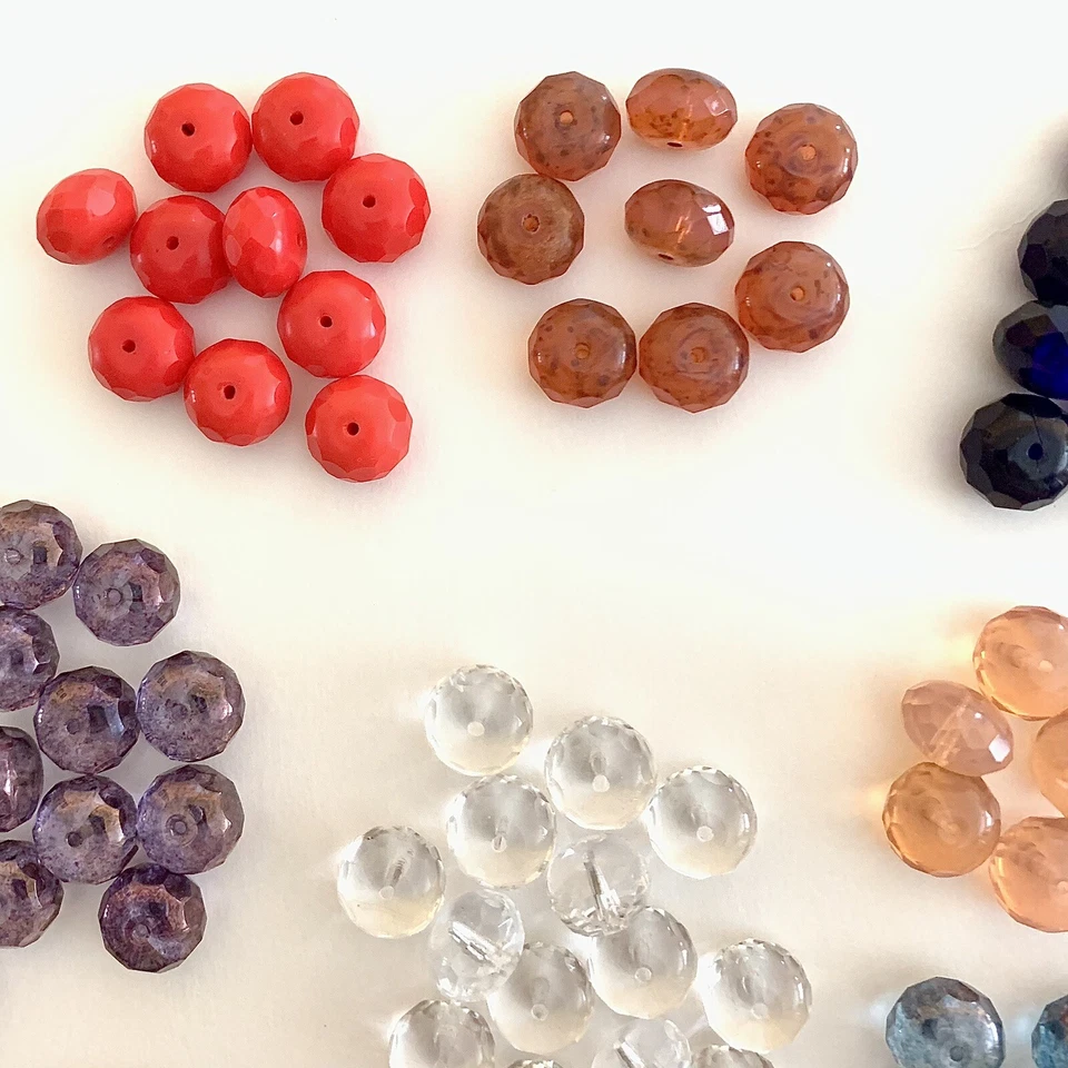 Contas Rondelle de vidro tcheco 138-9x14mm 13 cores excelente estado não usado - Imagem 3 de 4