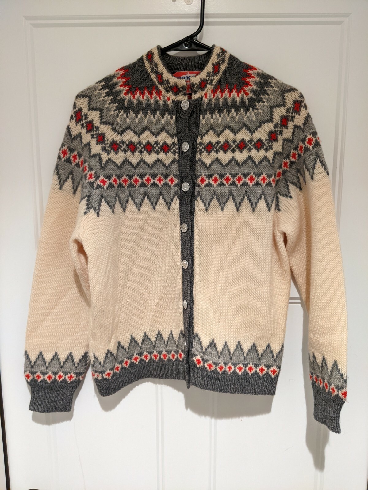 Vintage Viking Knit Wool Women's Button 