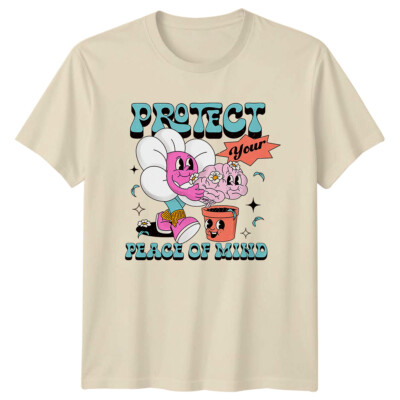 Protect Your Peace Of Mind Blume Gehirn psychische Gesundheit T-Shirt