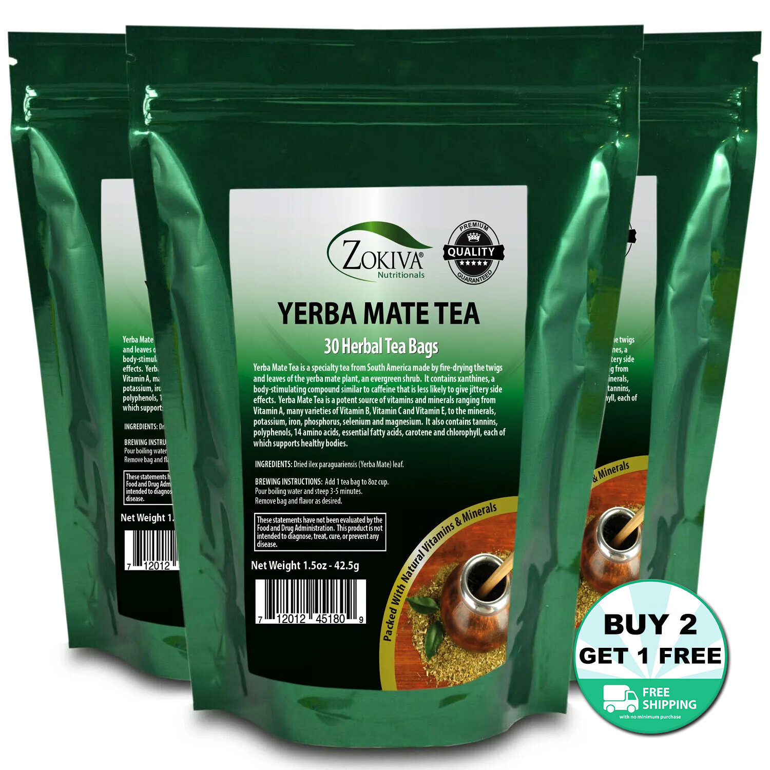 Bags 3-pack (30 Bags) 100% Pure - All-natural Premium Herbal Tea