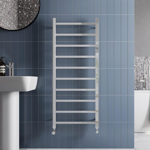 Bathroom Square Bar Heated Towel Rail Radiator Rads Ladder Wall Mounted Chrome - Picture 5 of 32