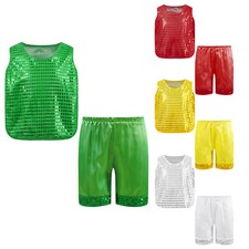 Kids Boys Girls Jazz 2 Pieces Dancewear Athletic Tops With Shorts Sport Costume