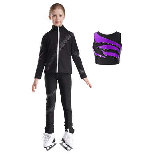 Kids Girls Tracksuits Patchwork Outfits Long Sleeve Set Stand Collar Jacket - Picture 28 of 53