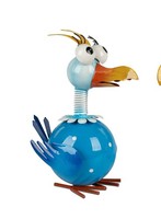 Dekofigur Lustiger Vogel Mit Wackelkopf Sitzend Blau H. 22Cm Aus Metall Formano