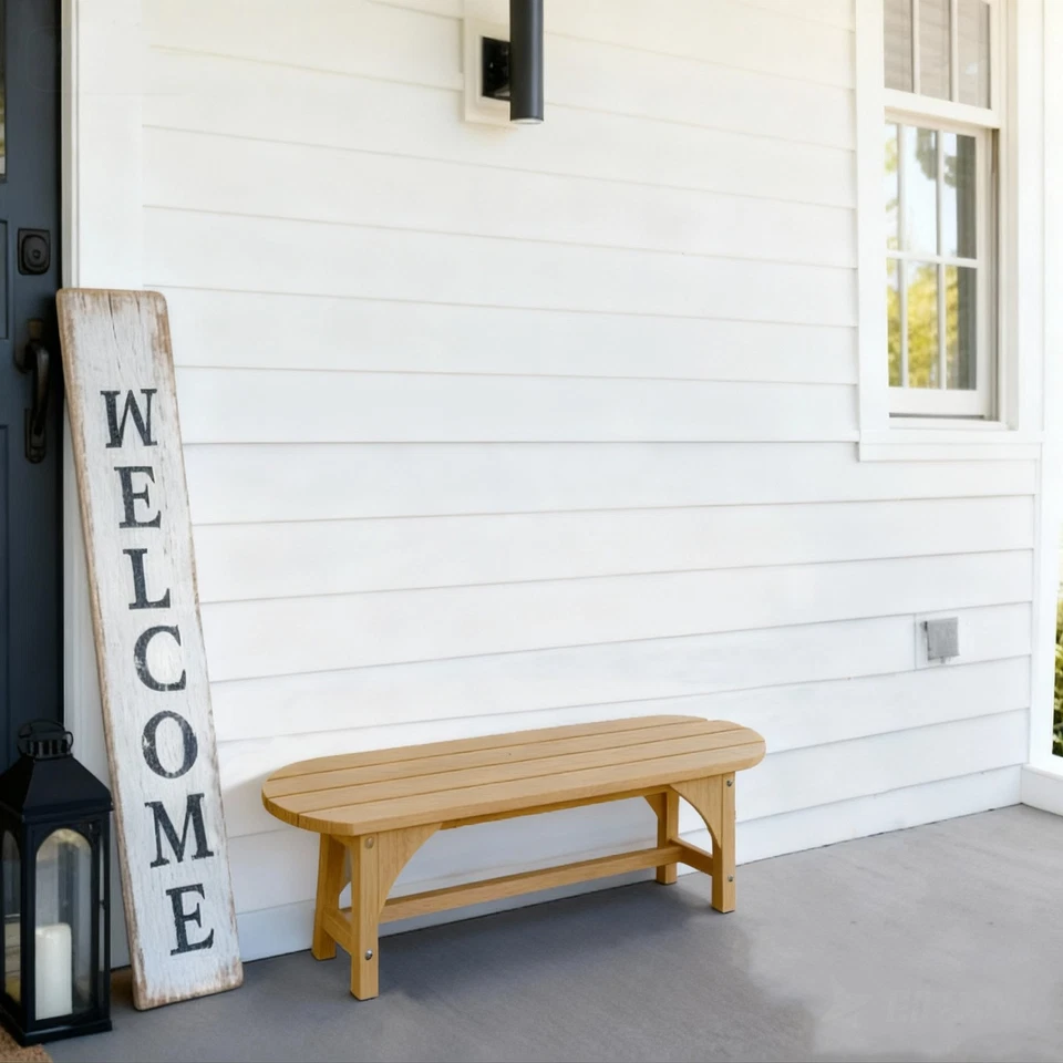 Banco exterior minimalista - Diseño sin respaldo con asiento de listones para patio, parque, salón Foto 3 de 4