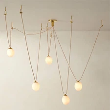 CB2 Goop Augustine 5 Globe Pendant Light with Rose Gold cord - Modern brass