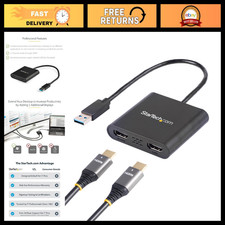 USB-A 3.0 to Dual HDMI Adapter, 4K 30Hz  1080p 60Hz, Windows Compatible, High-S
