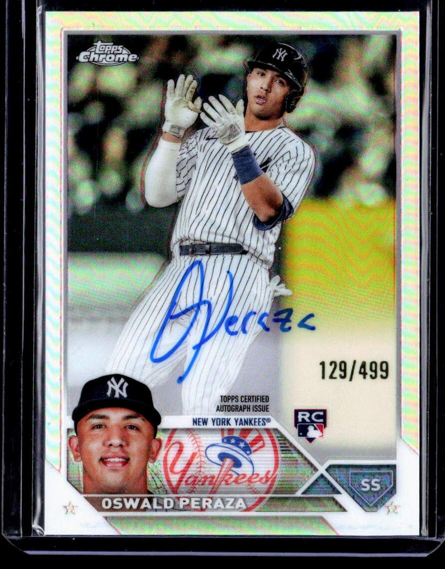 2023 Topps Chrome Rookie Refractor Auto Oswald Peraza Yankees 129/499 #RA-OP