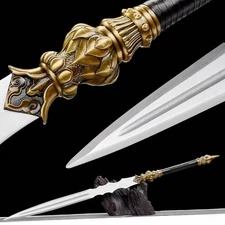 Outdoors Spear Dagger Jian Sharp High Manganese Steel Spearhead KUNGFU Sword
