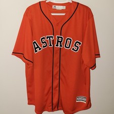 Majestic Cool Base Houston Astros Baseball Jersey Men's Size XL Orange Button Up