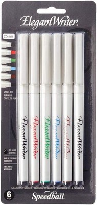 2882 Elegant Writer 6 Medium Calligraphy Markers Set, Assorted Colors