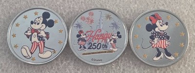 New Disneyland Colorized Medallions Mickey Minnie Happy 250th