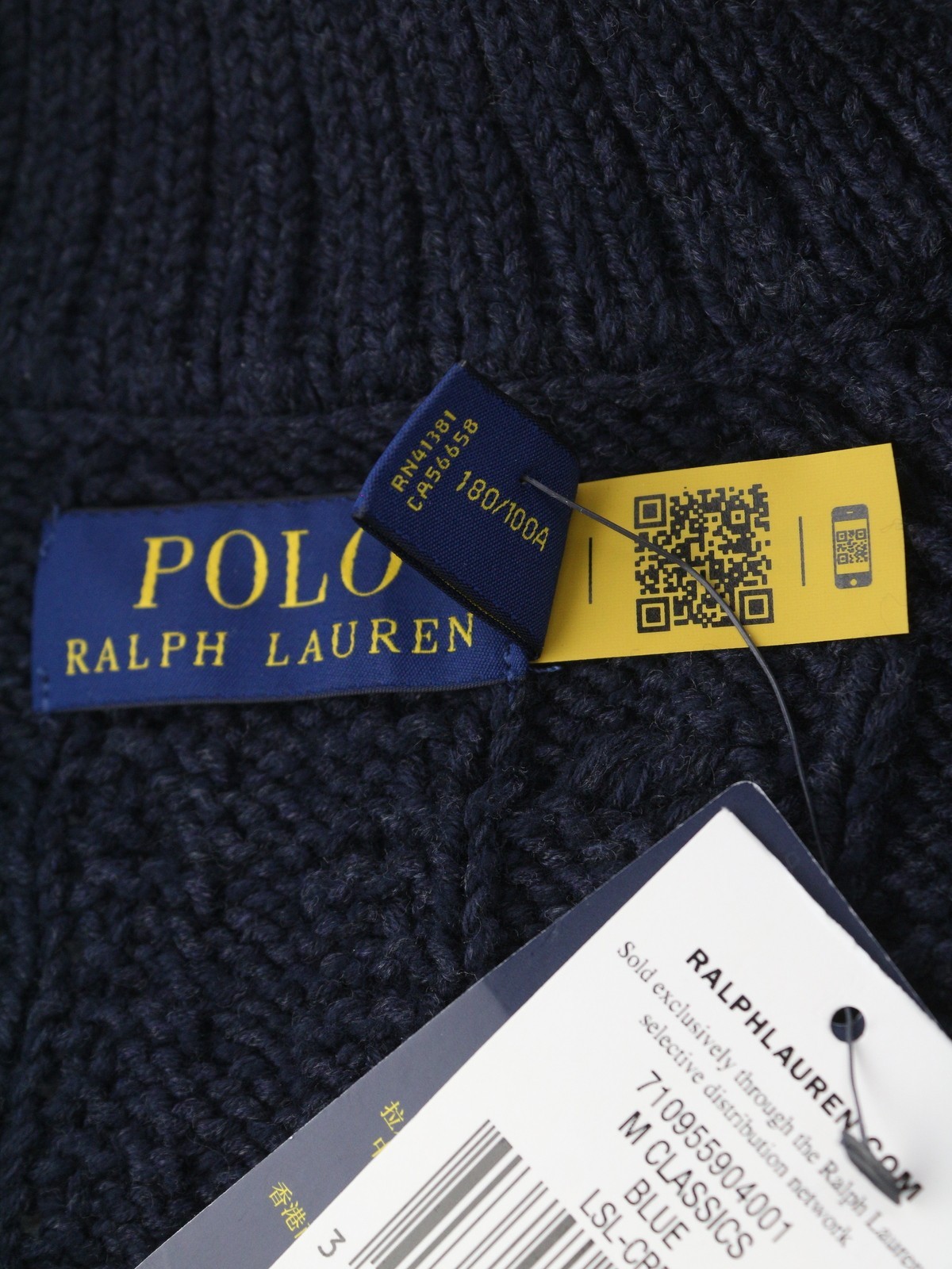 RALPH LAUREN Men Jumper L Dark Blue Cable Knit Button Cardigan Pockets RRP329 image 7