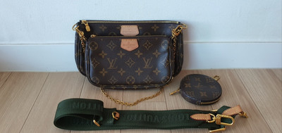 100% Louis Vuitton Multi Pochette Accessories Khaki Strap