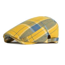 meioro Men's Striped Plaid Newsboy Hat Cabbie Beret Ivy Flat Cap Adjustable G...